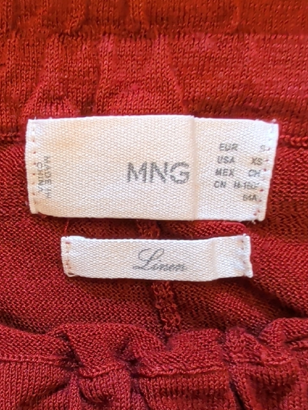 Mango Linen Collection Rust Wide-Leg Drawstring Pants XS - Picture 3 of 5